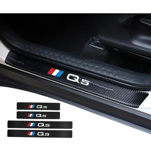 4 Pcs car door sill protector leather carbon fiber vinyl stickers Car Accessories For audi q5 2012 2010 2018 2020 Car Sticker