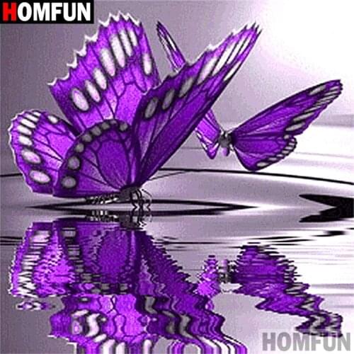 HOMFUN Full Square/Round Drill 5D DIY Diamond Painting "Animal butterfly wave" 3D Embroidery Cross Stitch 5D Decor Gift A16844