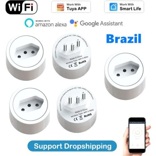 WiFi Smart Plug 16A Brazil Socket Wireless Remote Voice Control Power Energy Monitor Outlet Timer Works For Alexa Google Home