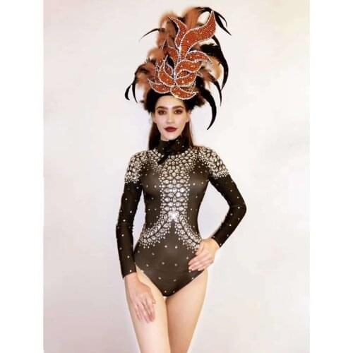 Sparkly Rhinestones Fringes Bodysuit Nightclub Stage Dance Show Wear Women Party Tassel Outfit DJ DS Female Singer Dance Costume