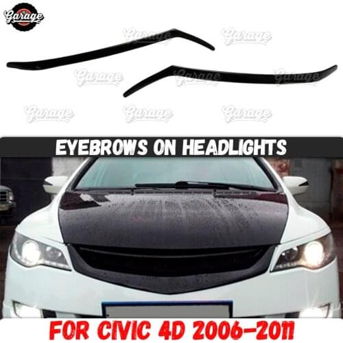 Eyelids on headlights case for Honda Civic 4D 2006-2011 ABS plastic pads cilia eyebrows covers accessories car styling tuning