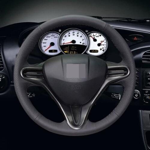 Black Artificial Leather Car Steering Wheel Cover for Honda Civic 8 2006-2009 (3-Spoke)