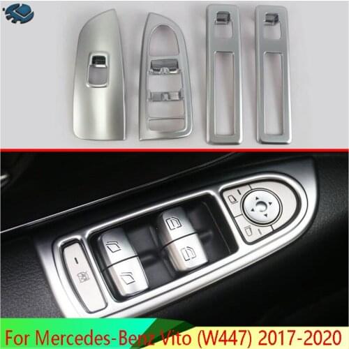 For Mercedes-Benz Vito (W447) 2017-2020 ABS Chrome Door Window Armrest Cover Switch Panel Trim Molding Garnish