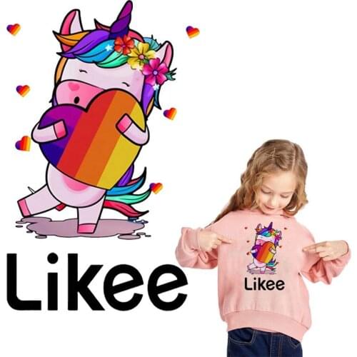 Iron on transfer likee unicorn patches for clothing iron on vinyl heat transfer thermo Stickers on clothes stripes fabric badge