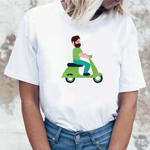 Women Summer Motor Printing O-Neck T-Shirt Oversized T-Shirt Ladies Summer Casual T-Shirt Soft Casual White T Shirts Tops