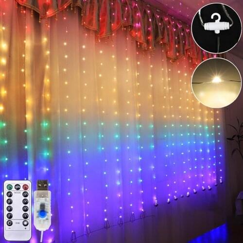 Garland Curtain String Light Wedding Christmas Decorations 2021 Bedroom Party Garden Ornament Xmas Navidad Gift New Year 2022