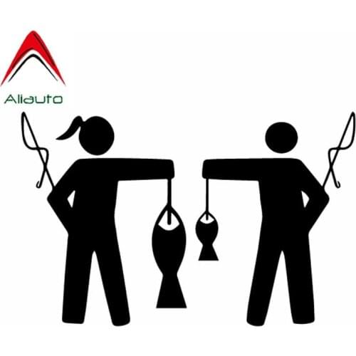 Personality Car Sticker Fish Girl and Guy Fishing Decal KK Vinyl Sunscreen Waterproof 16cm*10cm