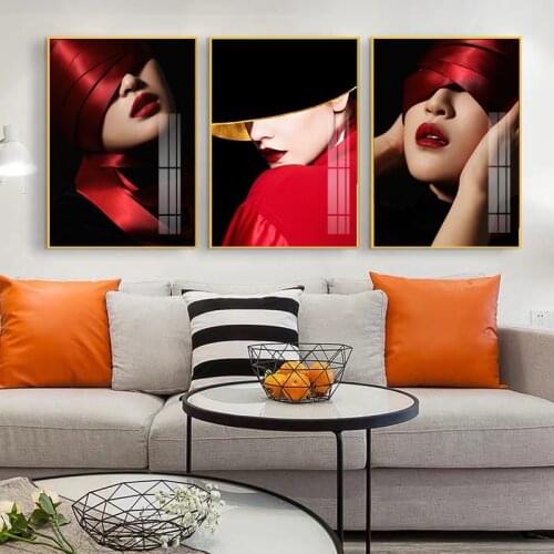 Canvas Painting Sexy Girl Modern Abstract Red Lip Silk Dancer Poster And Print for Living Room Aisle Home Decor Wall Art Picture