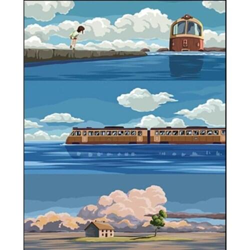 Painting By Numbers DIY Dropshipping 40x50 50x65 60x75cm Water Vehicle Landscape Canvas Wedding Decoration Art picture Gift