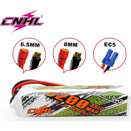 CNHL Lipo 3S 11.1V RC Battery 6200mAh 90C For RC Heli Drone Cars Parts Boats Jet Edf Speedrun With EC5 6.5mm 8mm Bullet Plug