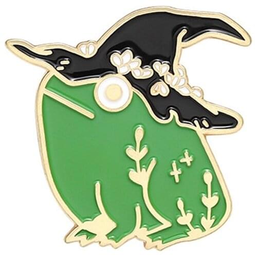 Frog With Hat Enamel Pins Custom Froggy Witch Hat Brooches Bag Clothes Lapel Pin Badge Cartoon Jewelry Gift For Kid Friends