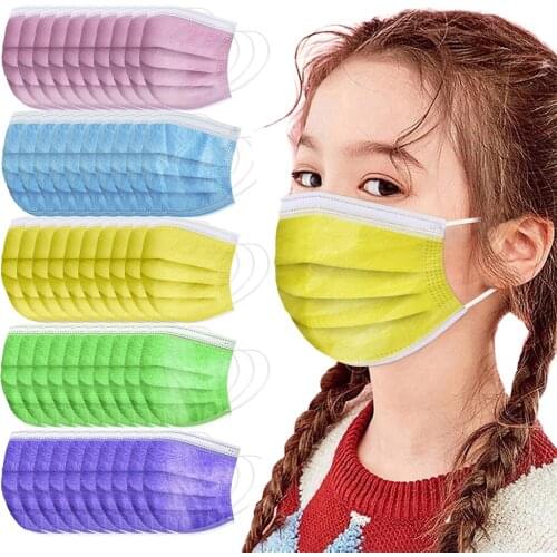 50pc Multi Color Face Masks For Kids Dispoable Non-woven 3-layer Filter Mask For Children Child Breathable Mask Decoration