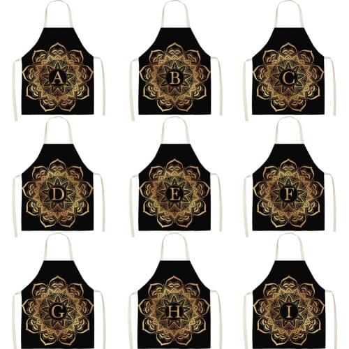 Mandala letter Series Multi-functional kitchen apron cotton and linen apron aprons for woman