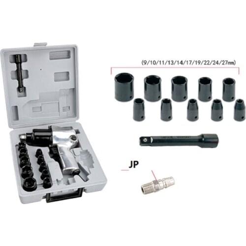 New 1/2" Pneumatic impact socket wrench kit 610N.M Air Wrench Twin hammer 10pcs 9-27mm socket