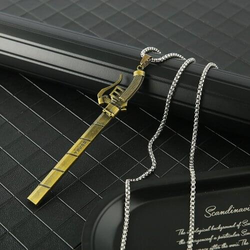 Japanese Anime Attack on Titan Necklace Metal Pendant Kyojin Choker Necklaces Eren Knife Chains Necklace Women Men Jewelry