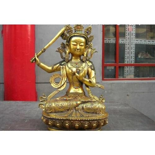 Song voge gem S0378 19"Tibet Temple bronze Copper gild Green TARA Kwan-Yin Guan Yin buddha statue