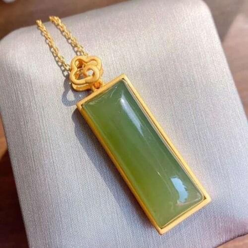 Original New Silver Inlaid Sapphire Pendant Golden Border Super High Craft Chinese Retro Xiangyun Womens Brand Jewelry