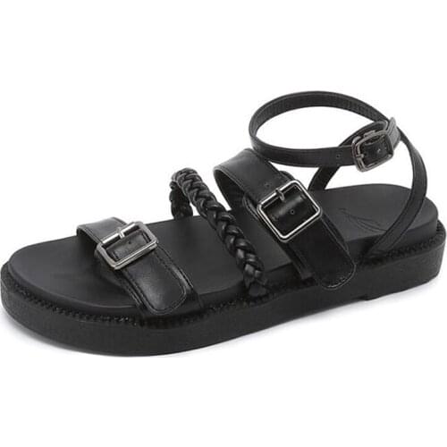 Hot Womens Sandals Large Size Womens Sandals Rope knot Summer Europe the United States Beach toe flat Sandals Womens shoes