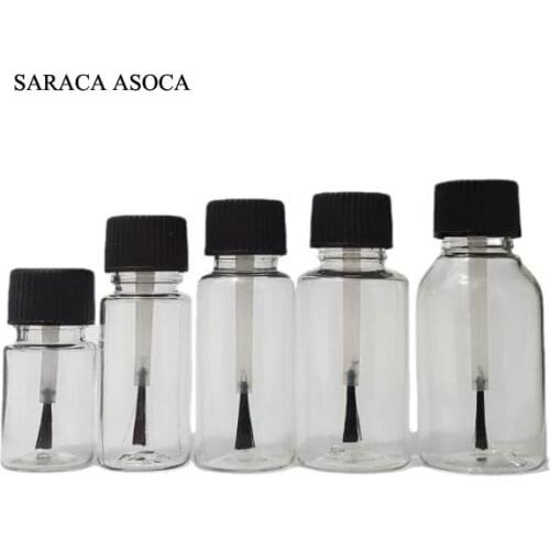 5ml10ml15ml20ml30ml Transparent Plastic PET Brush Bottle, Essential Oil Cap, Small Sample Bottle With Brush Bottle 50Pcs/lot