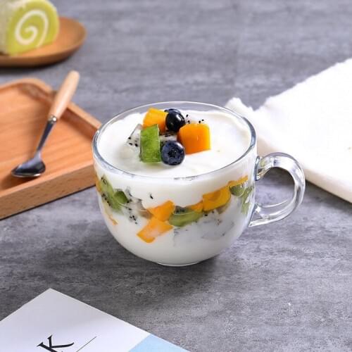 Big Capacity Transparent Glass Coffee Mug Milk Oats Breakfast Cup Ice Cream Shake Yogurt Cup Cappuccino Latte Coffee Cups 500ML
