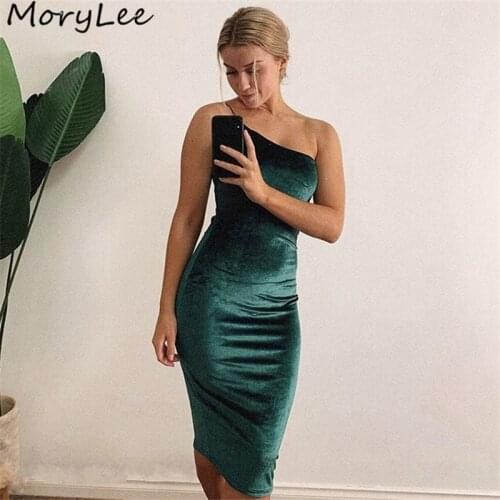 Sexy Prom Dresses Green One Shouder Sleeveless Sheath Short Velour Prom Dresses With Zipper Back vestidos de fiesta de noche