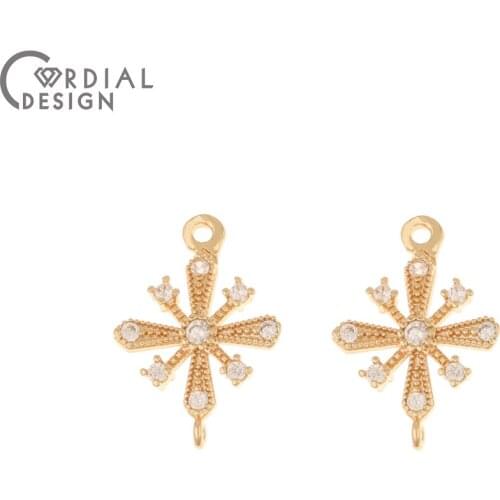 Cordial Design 50Pcs 14*19MM Jewelry Findings & Components/Earring Making/CZ Charms/Hand Made/Earrings Accessories/DIY Connector