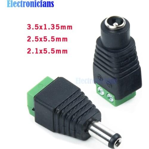 1Set 12V 24V Male and Female DC Power Plug 2.1x5.5mm 3.5X1.35mm 5.5x2.5mm CCTV Jack Adapter Connector Plug TV Conversion Adapter