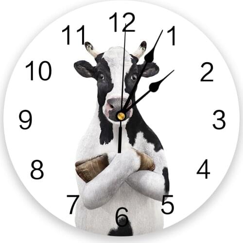 Modern Wall Clock Animal Cow Farm PVC Wall Clock Home Decor Bedroom Silent Oclock Watch Wall for Living Room