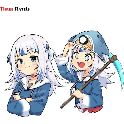 Three Ratels A288 Gawr Gura Hololive Sticker For Bedroom&Washroom Wall Vinyl School Gift Kid Toy Decal PVC Anti Scratch Film