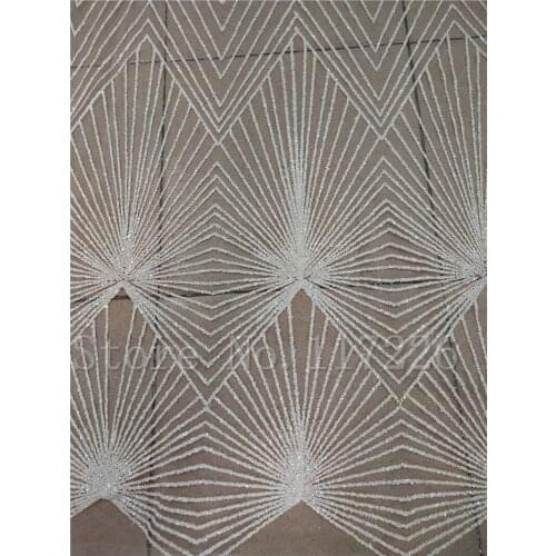 5 Yards/lot glitter style French Tulle Net fancy african glued glitter lace fabric JRB-72107 in white color For party Dress