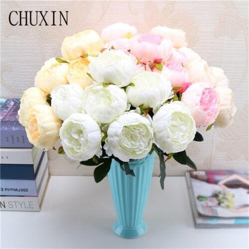 1Bunch Artificial Peony European Rose Flowers Silk Fake Flowers Wedding Party Home Decoration Flower Bouquet Wreath