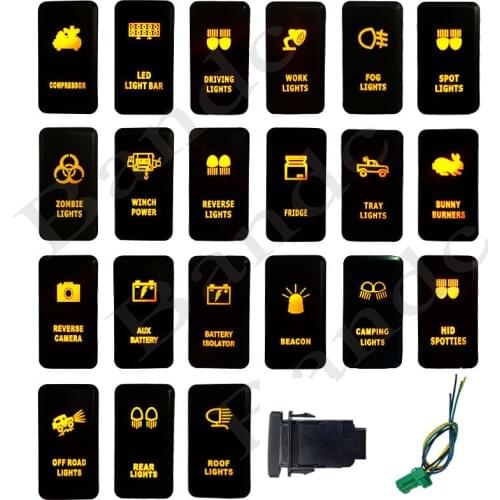 Orange Led Lights Push Rocker Switch With Wiring Connector for Toyota FJ Cruiser 2010 - 2013, 3A 12V