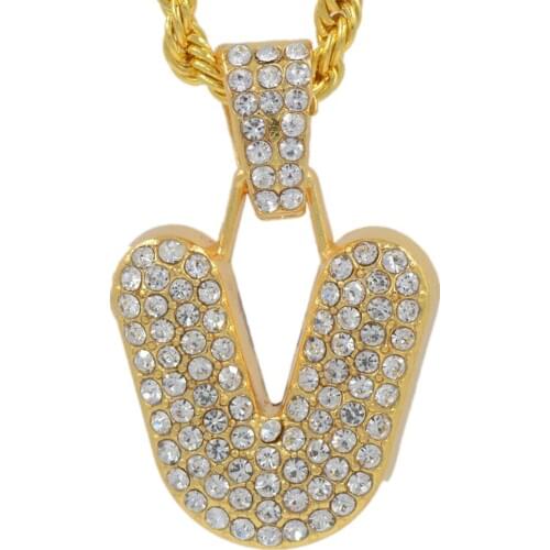 V-shaped fashion brand hiphop Pendant Necklace hip hop fashion men and women accessories high quality hip hop accessories