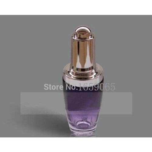 30ML purple refillable glass bottle w silver press dropper dropper glass bottle for Cosmetic Packaging