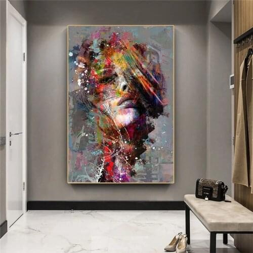 Abstract Girl Print On Canvas Painting Wall Art Graffiti Art Poster Modern Pop Art Wall Pictures For Living Room Home Decor