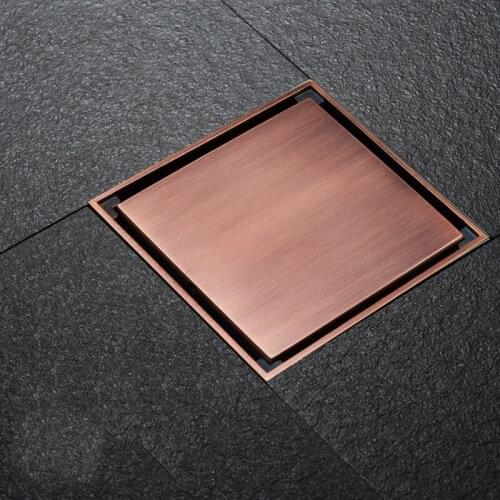 Antique Red bronze Square 120*120mm best Brass Floor Drain with Tile Insert Grate Removable Cover,Strong visual impact