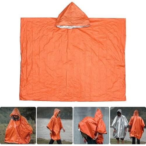 Orange Emergency Raincoat Aluminum Film Disposable Poncho Cold Insulation Rainwear Blankets Survival Tool Camping Equipment