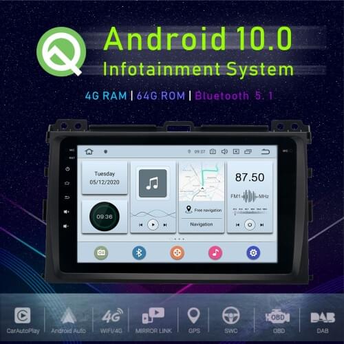 JSTMAX 9" Android 10.0 Car GPS Player For Toyota Prado 120 2005 2006 2007 2008 2009 Auto Stereo Multimedia Player