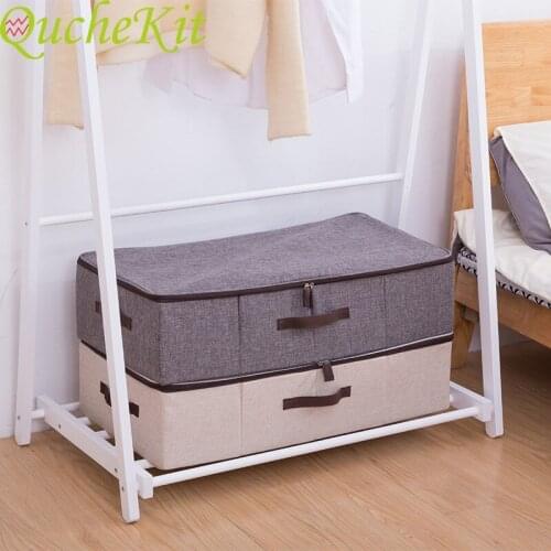 Large Foldable Storage Box For Quilt Supply Wardrobe Closet Organizer Sock Bra Underwear Cotton Storage Bag Under Bed Organizer