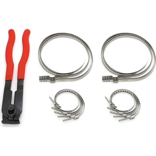 Stainless Steel Large & Small Drive Shaft CV Joint Axle Boot Clamp w/ Pliers Tool Crimp Extension For Car Vehicle ATV