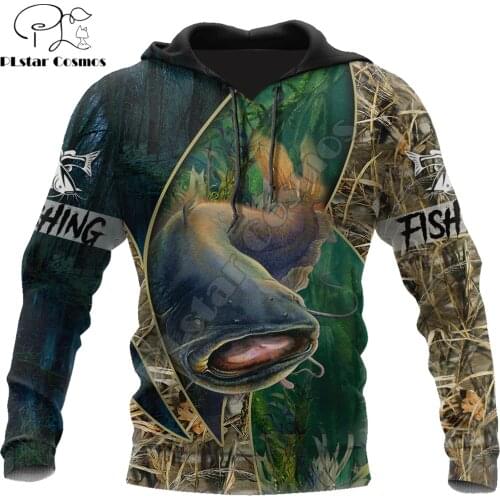 Brand Hoodie Catfish fishing underwater camo 3D Printed Mens zipper Hoodie Unisex Streetwear Pullover Casual Tracksuits KJ0163