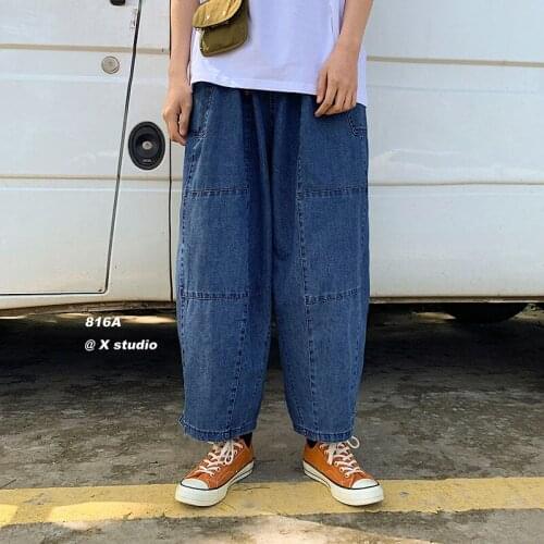 Men Vintage Washed Loose Fit Jeans Harem Pants 2020 Mens Letter Print Ankle Hip Hop Denim Pants Fashion Jeans Clothing For Male