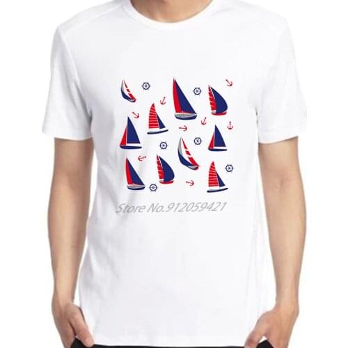 Sailing Sailor Anchor Ship Printed T-Shirt Casual Men Short Sleeve Hip Hop Tees Tops Harajuku Streetwear Men clothing