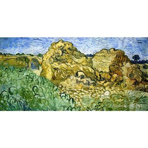 Vincent Van Gogh paintings of Field with Stacks of Wheat modern art High quality Hand painted