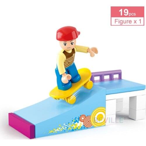 Sluban 23Pcs Girls Pink Dream Series Building Blocks Skateboarder Assembled Model Bricks Toys Sets Children Birthday Gifts