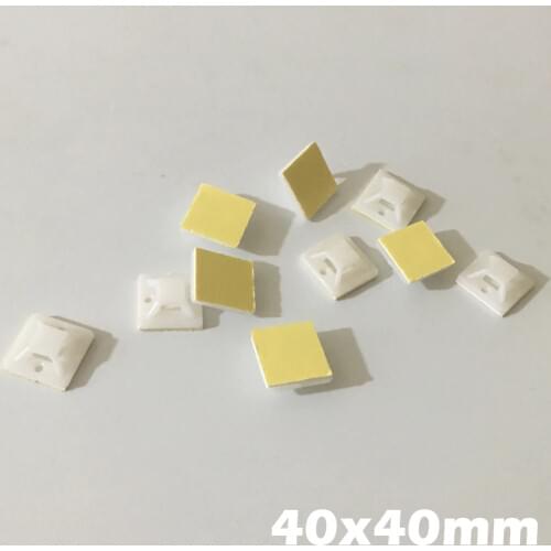 50pcs 40x40mm 40*40 White Black Nylong Square Plastic Yellow Self Adhesive Wire Zip Fixed Holder Cable Tie Mount Base