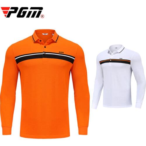PGM MenS Golf Shirts Man Long Sleeves T Shirt Outdoor Sports Turn Down Full Sleeve Tshirt Men Winter Warm Soft Jerseys YF381