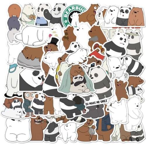 50pcs/SET Cute Bear Theme Sticker Waterproof Car Laptop Skateboard Surfboard Trunk Bicycle Kids Toy Home Decor