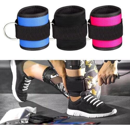 2021 New D-ring Ankle Strap Buckle Adjustable Ankle Weights Gym Leg Ankle Cuffs Power Weight Lifting Fitness Rope 1/2PC