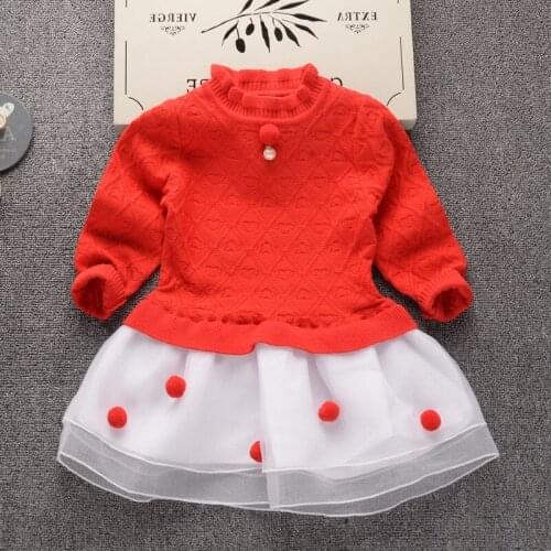 2020 Autumn Winter New Girls Net yarn princess dress Kids Baby Sweater Children Clothing Cotton Knitted skirt Jumper Pullover